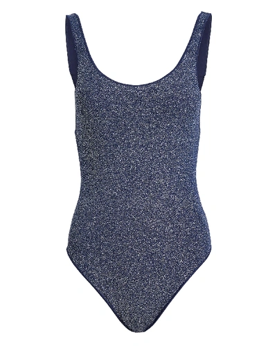Oseree Shine Glitter One-piece Swimsuit In Night Blue
