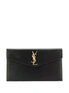 Saint Laurent Medium Monogram Plaque Pouch In Black