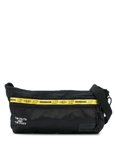 Eastpak Zipped Slogan Detail Shoulder Bag In Black