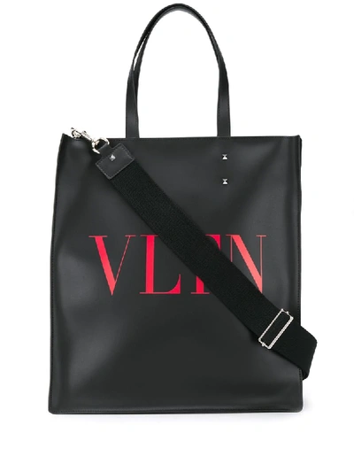 Valentino Garavani Garavani Leather Vltn Tote Bag In Black