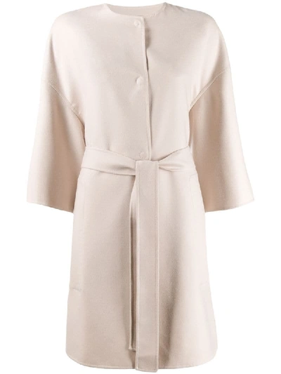 Agnona Cropped Sleeve Belted Coat In Neutrals