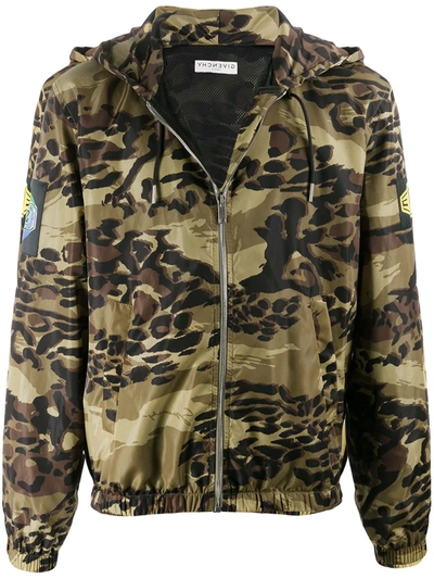 Givenchy Hooded Camouflage Jacket In Green