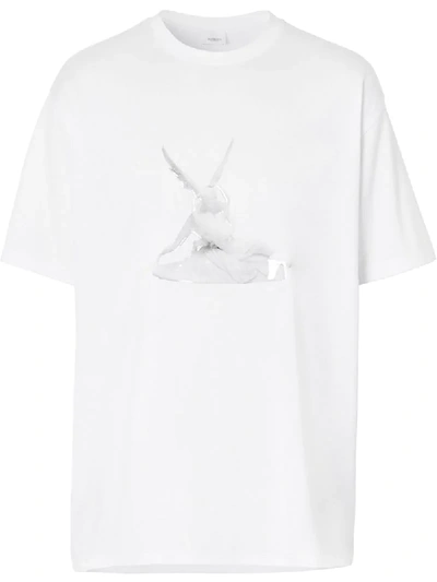 Burberry 大廓形印花纯棉平纹针织t恤 In White
