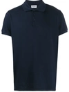 Saint Laurent Embroidered Monogram Polo Shirt In Blue