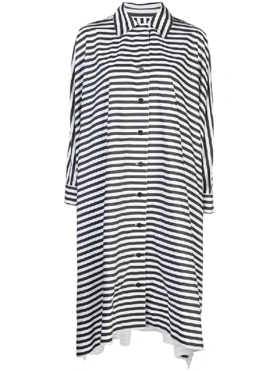 Rosetta Getty Oversized Striped Print Shirt Dress In Black