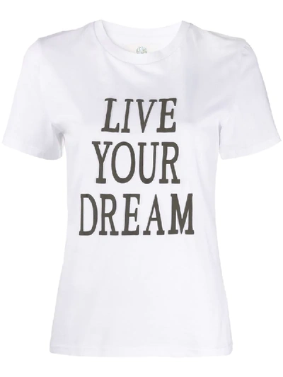 Alberta Ferretti Women's T-shirt Short Sleeve Crew Neck Round Live Your Dream In White