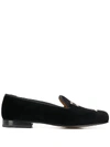 Stubbs & Wootton Eden Embroidered Loafers In Black