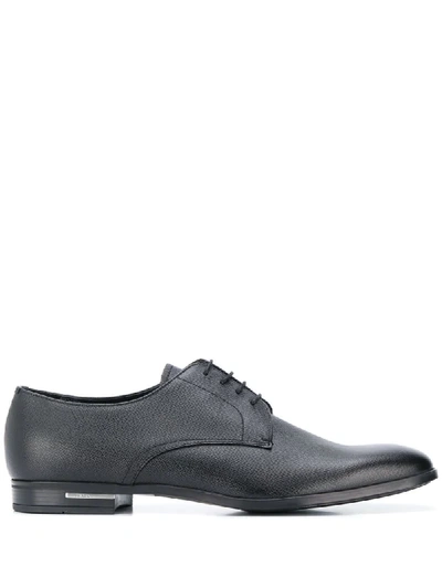 Prada Textured-effect Derby Shoes In Black