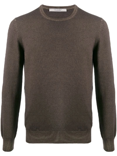 La Fileria For D'aniello Fine Knit Long Sleeve Jumper In Brown