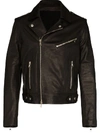 Balmain Men's Stamped Leather Moto Jacket In Black