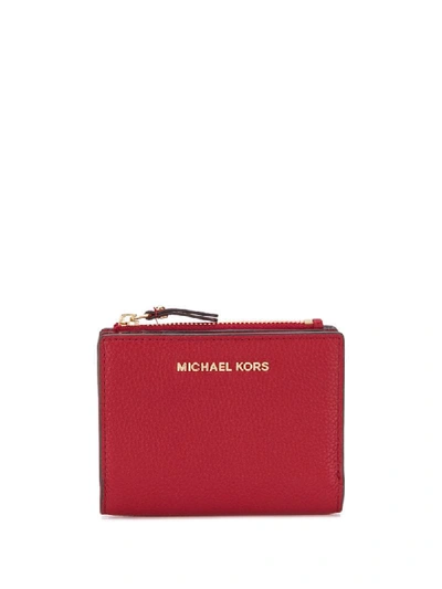 Michael Kors Snap Logo Wallet In Red