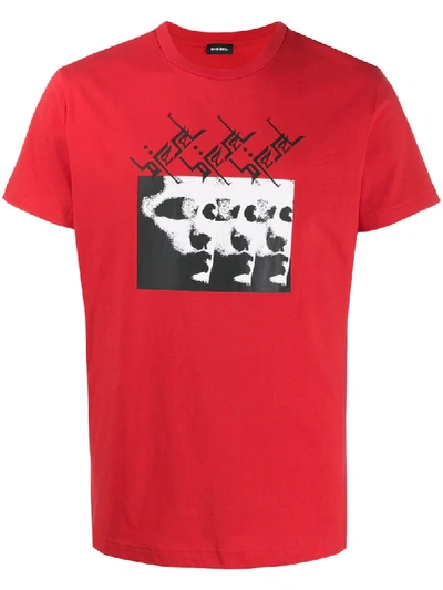 Diesel T-diego-j12 Relaxed-fit T-shirt In Red