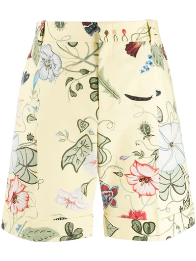 Gucci Multi Floral Print Shorts In Yellow