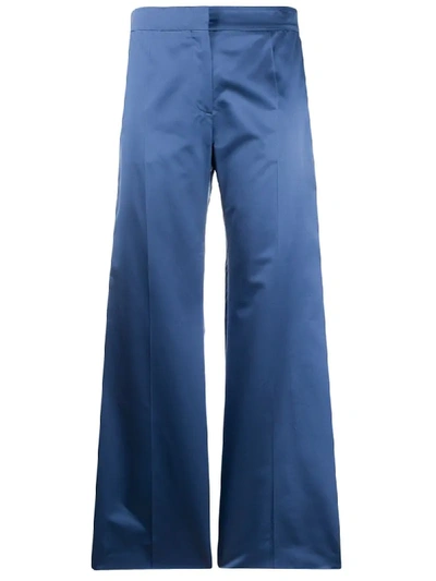 Valentino Wide Leg Tailored Trousers In Blue