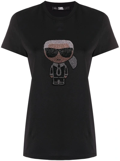 Karl Lagerfeld Organic Cotton Ikonic Karl T-shirt In Schwarz