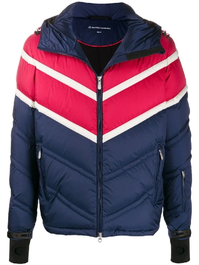 Perfect Moment Chevron Stripes Padded Jacket In Blue
