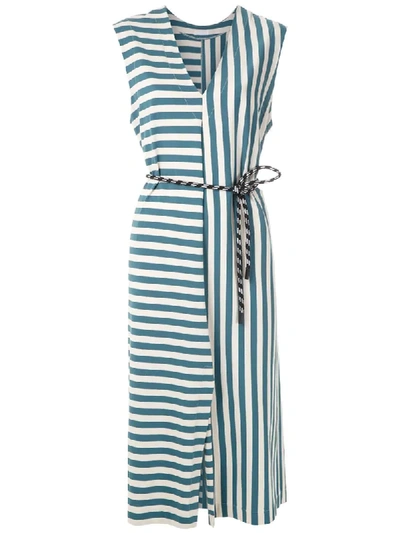 Osklen Summer Stripe Belted Dress In Blue