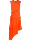 Sies Marjan Helena Ruffled Asymmetric Dress In Orange