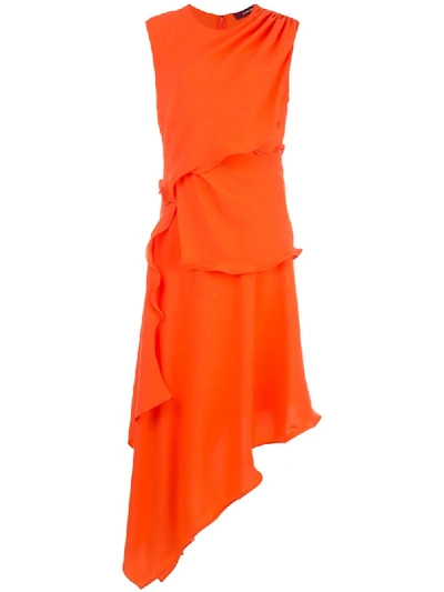 Sies Marjan Helena Ruffled Asymmetric Dress In Orange