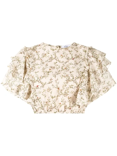 Sir Annalie Leaf Print Top In Neutrals