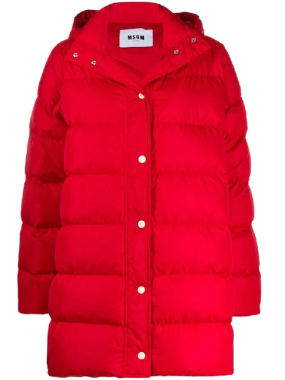 Msgm Padded Coat In Red