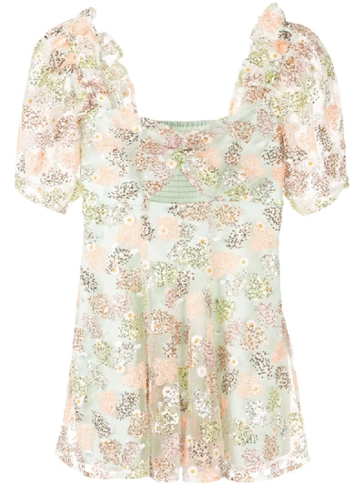 Alice Mccall Floral Print Ruffle Dress In Green