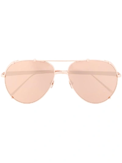 Linda Farrow Aviator Sunglasses In Gold