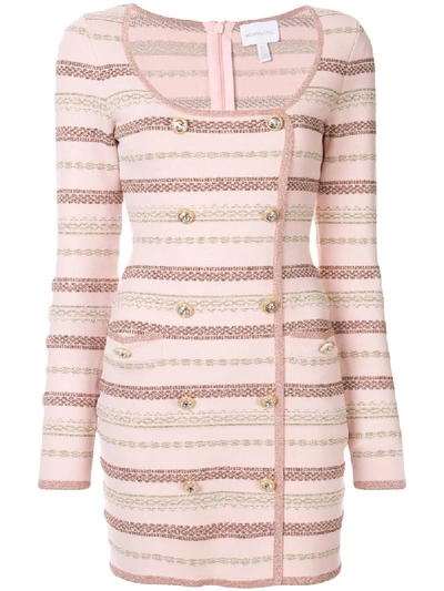 Alice Mccall Striped Double-breasted Mini Dress In Pink