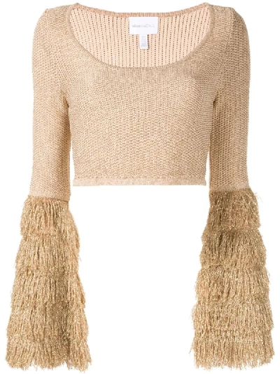 Alice Mccall Tiered Fringe Crop Top In Brown