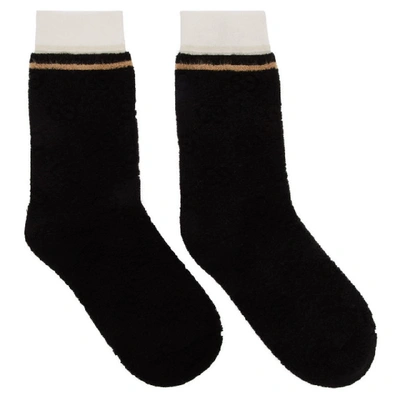 Gucci Striped Logo-embossed Cotton-blend Jacquard Socks In 1078 Black