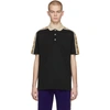 Gucci Interlocking G Stripe Pique Polo In Black