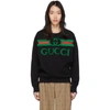 GUCCI GUCCI BLACK OVERSIZED LOGO SWEATSHIRT