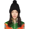 GUCCI BLACK WOOL POM POM BEANIE