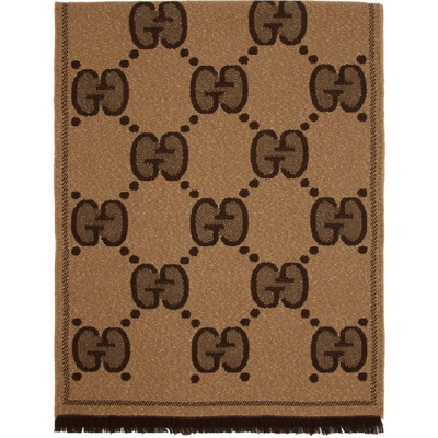 Gucci Beige And Brown Lady Nest Lux Scarf In 9764 Beige