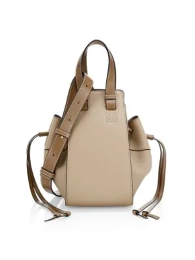 Loewe Small Hammock Drawstring Leather Bag In Sand Mink