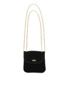 GCDS CARD HOLDER IN BLACK LAMÉ WITH SHOULDER STRAP