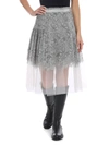 ERMANNO SCERVINO PLEATED SKIRT IN GRAY FLOWERS LACE