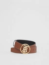 BURBERRY Monogram Motif Topstitched Leather Belt