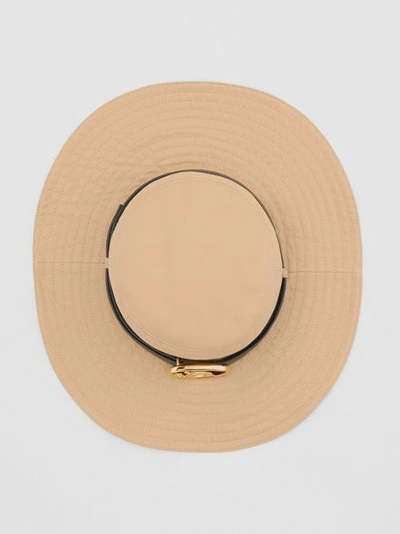 Burberry Monogram Motif Leather Belt Detail Cotton Desert Hat In Honey