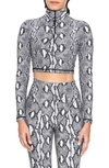 Adam Selman Sport Snake-print Stretch-jersey Crop Top In Bw Python