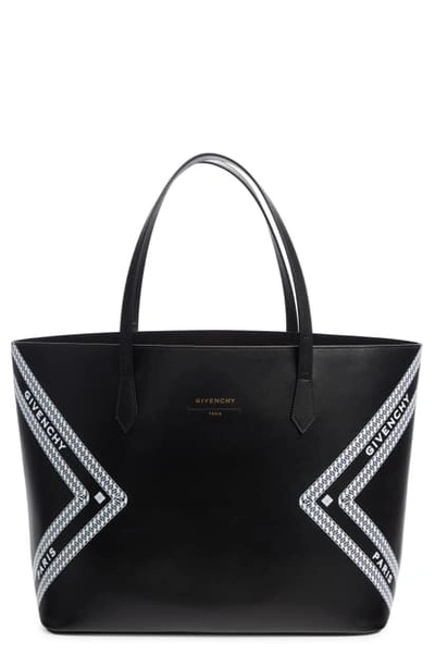 Givenchy Wing Printed Leather Tote In Black