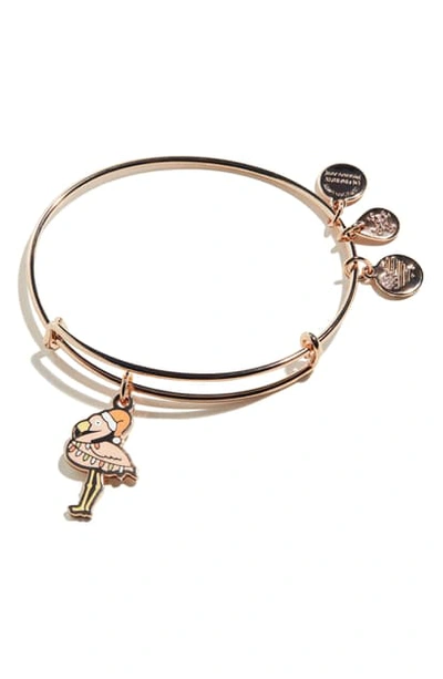 Alex And Ani Color Infusion Holiday Flamingo Wire Bangle In Shiny Rose Gold