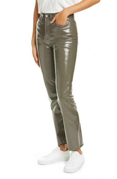 Rag & Bone Nina High Waist Vinyl Cigarette Pants In Army