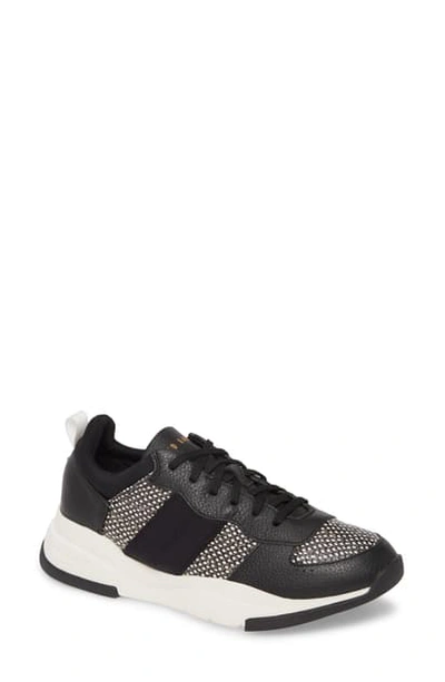 Ted Baker Weverds Snake-embossed Leather Trainers In Black