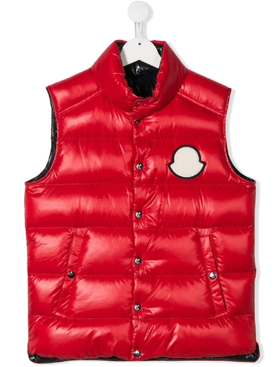 Moncler Kids' Logo贴花马甲 In Red