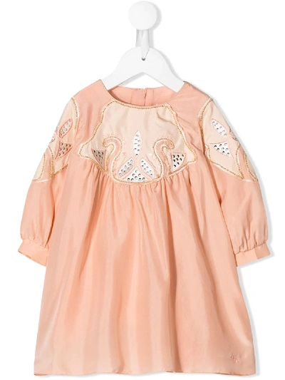 Chloé Babies' Embellished Occasion Dress In 粉色