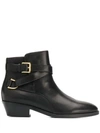 Ralph Lauren Side Buckle Ankle Boots In Black