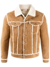 Saint Laurent Shearling Trucker Jacket In Neutrals