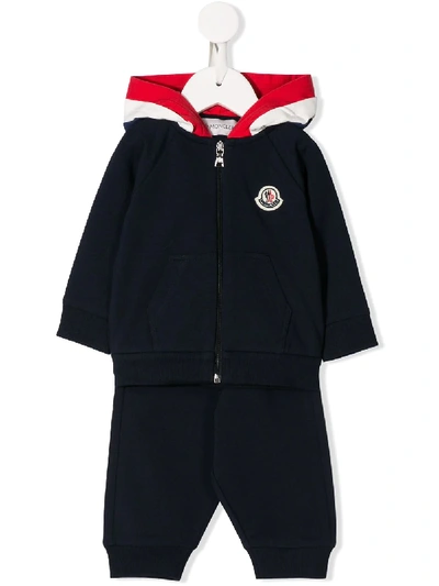 Moncler Babies' Logo Patch Tracksuit In Blue