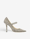 Jimmy Choo Womens Ballet Pink Baily 100 Crystal And Pearl-embellished Suede Courts 6